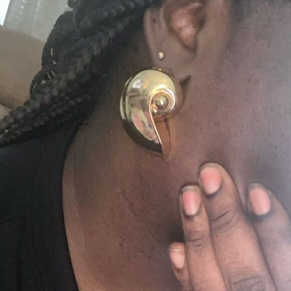 Zara Snail Gold Statement Earrings - Picture 8 of 14